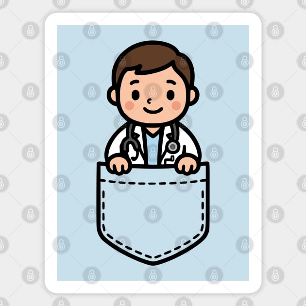 Cute Kawaii Male Doctor Pocket Cartoon Healthcare Medical Magnet by Yesteeyear